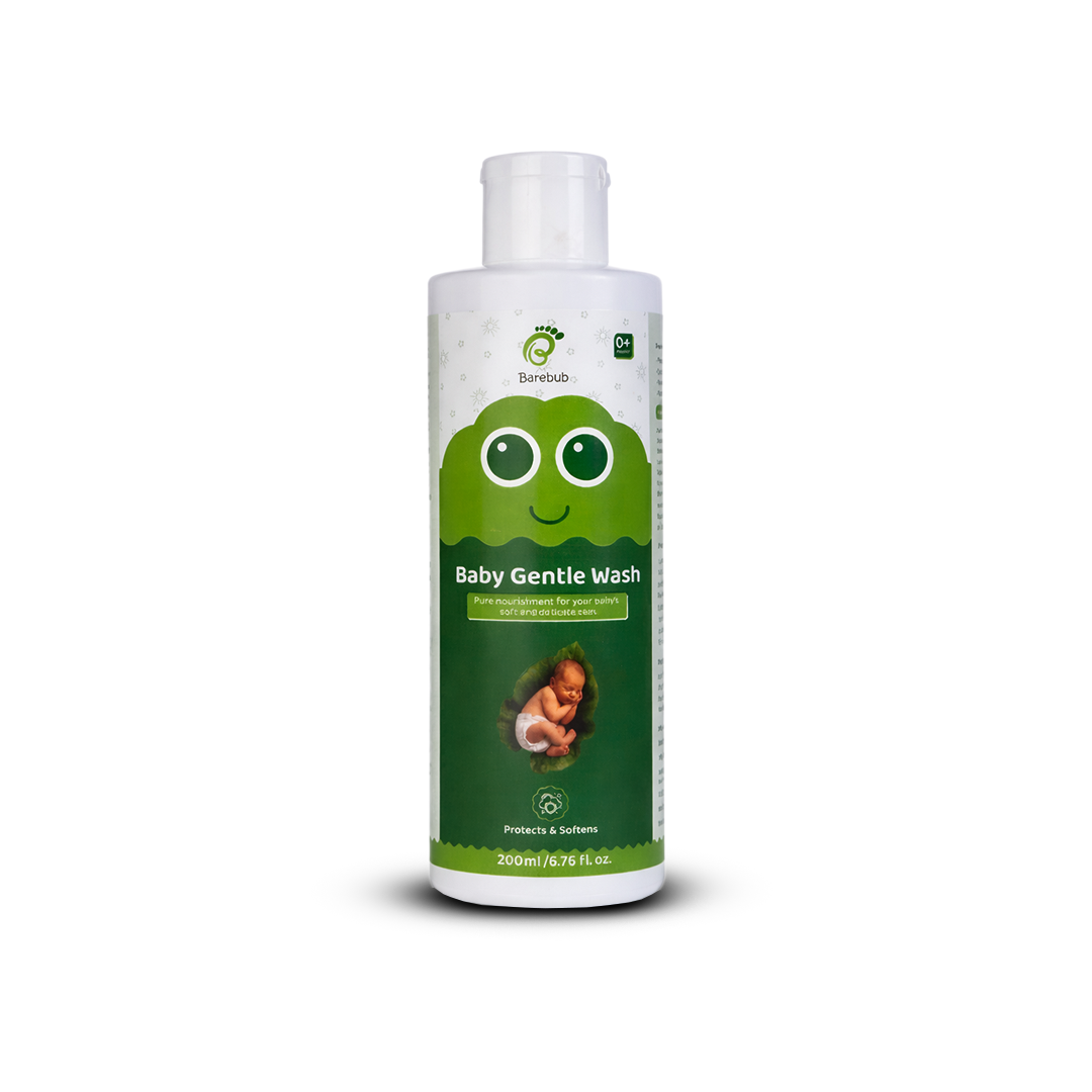 Bambub baby gentle wash bottle with green label on a white background