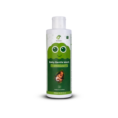 Bambub baby gentle wash bottle with green label on a white background